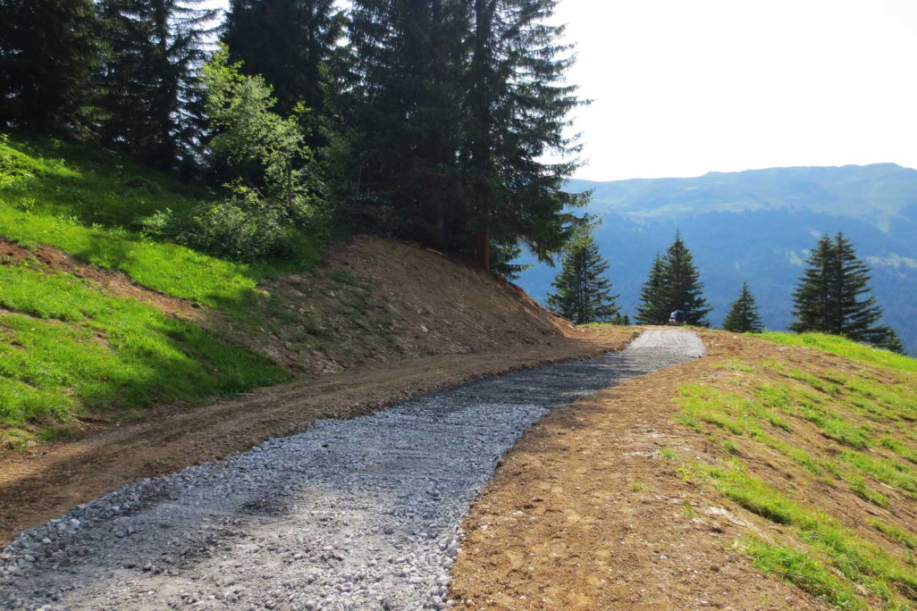 Bauarbeiten Verbreiterung Loipe Churwalden